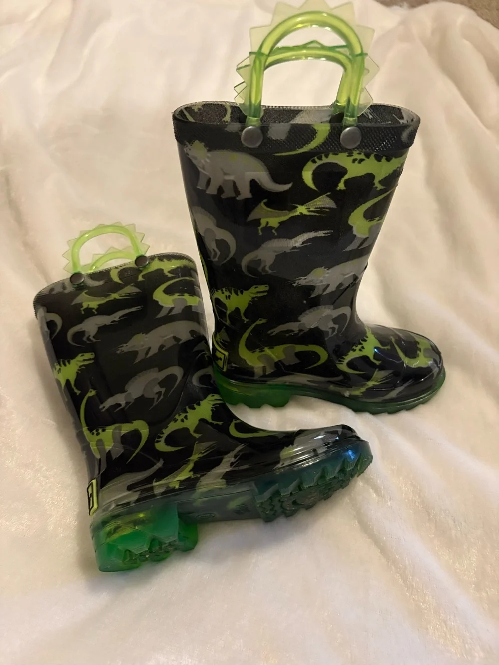Light up Toddler Dinosaur Rain Boots - Green/Black